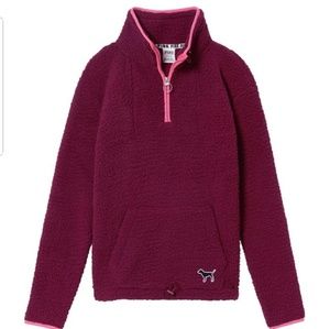 Pink VS Sherpa Half zip Pullover NWT!!!